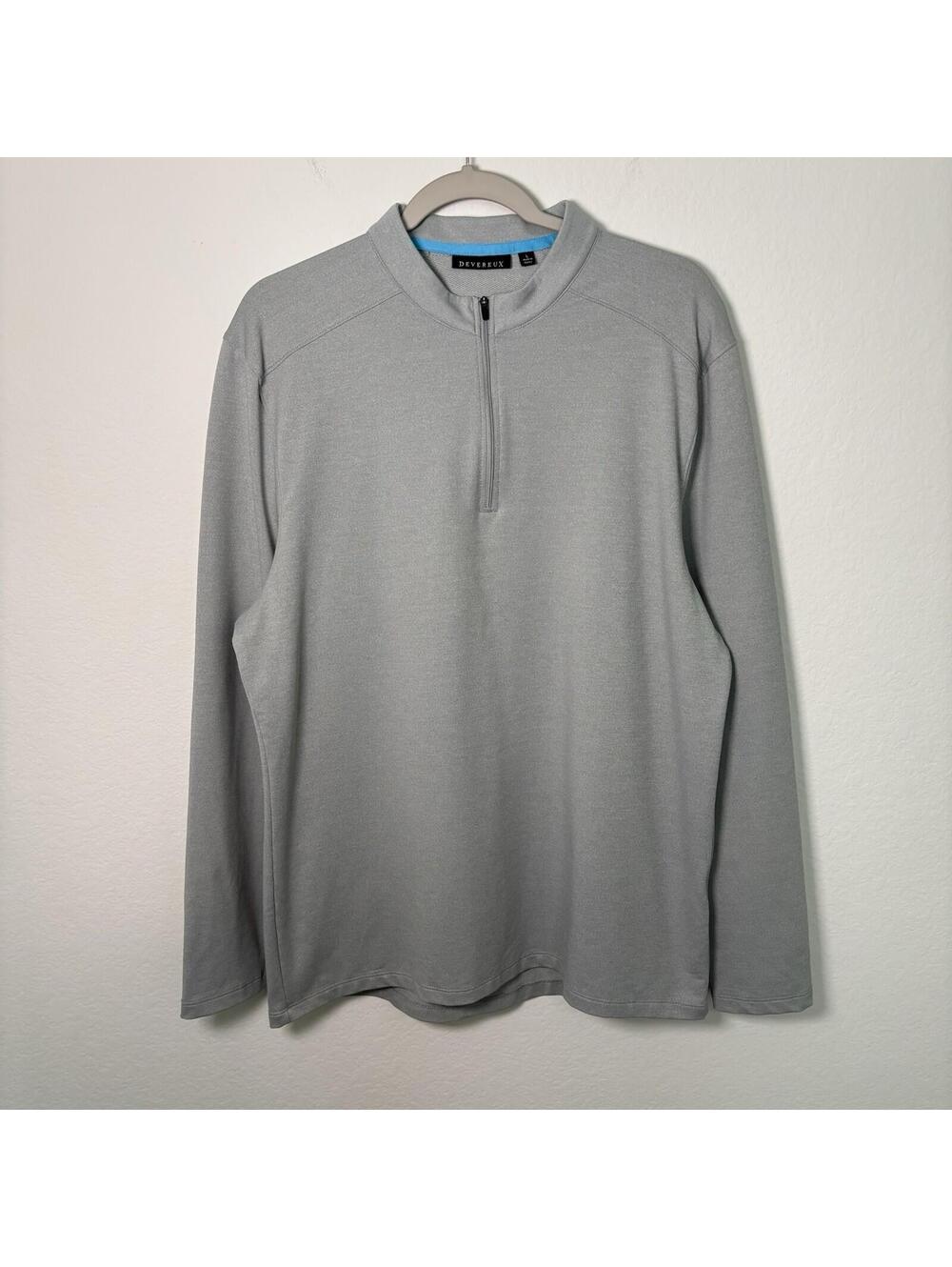 Devereux Pullover Mens Large Light Grey 1/4 Zip Performance Golfer Sweater Golf